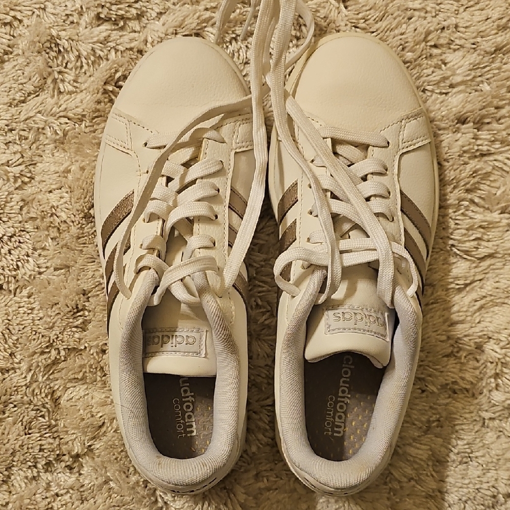 Adidas White and Silver Sneakers